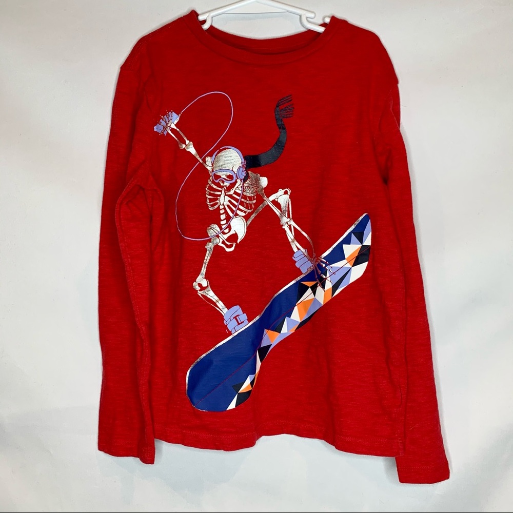 Gap Kids Boys Med Size 8 Skeleton Snowboarder Tee
